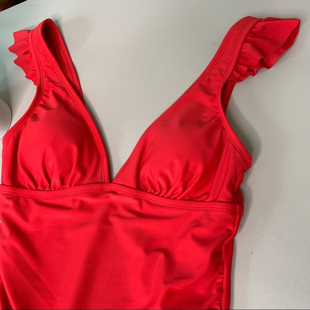 Kona Sol Ruffle Shoulder High Coverage Swimsuit - Picture 4 of 15